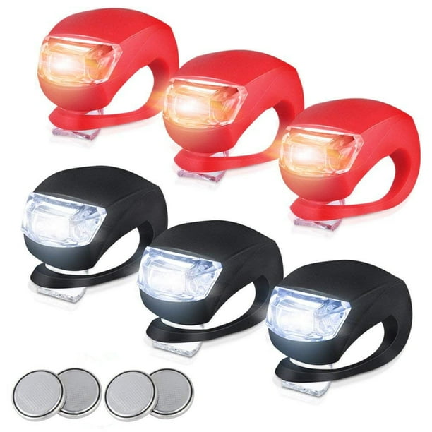 LED BICYCLE FRONT /& REAR LIGHTS SET PUSH CYCLE LIGHT CLIP